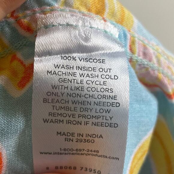 Dip Banana and Orange Print Button Down Short Sleeve Shirt Size Medium - Picture 5 of 6